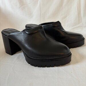 Aerosoles Emon Black Leather Platform Mule Size 7